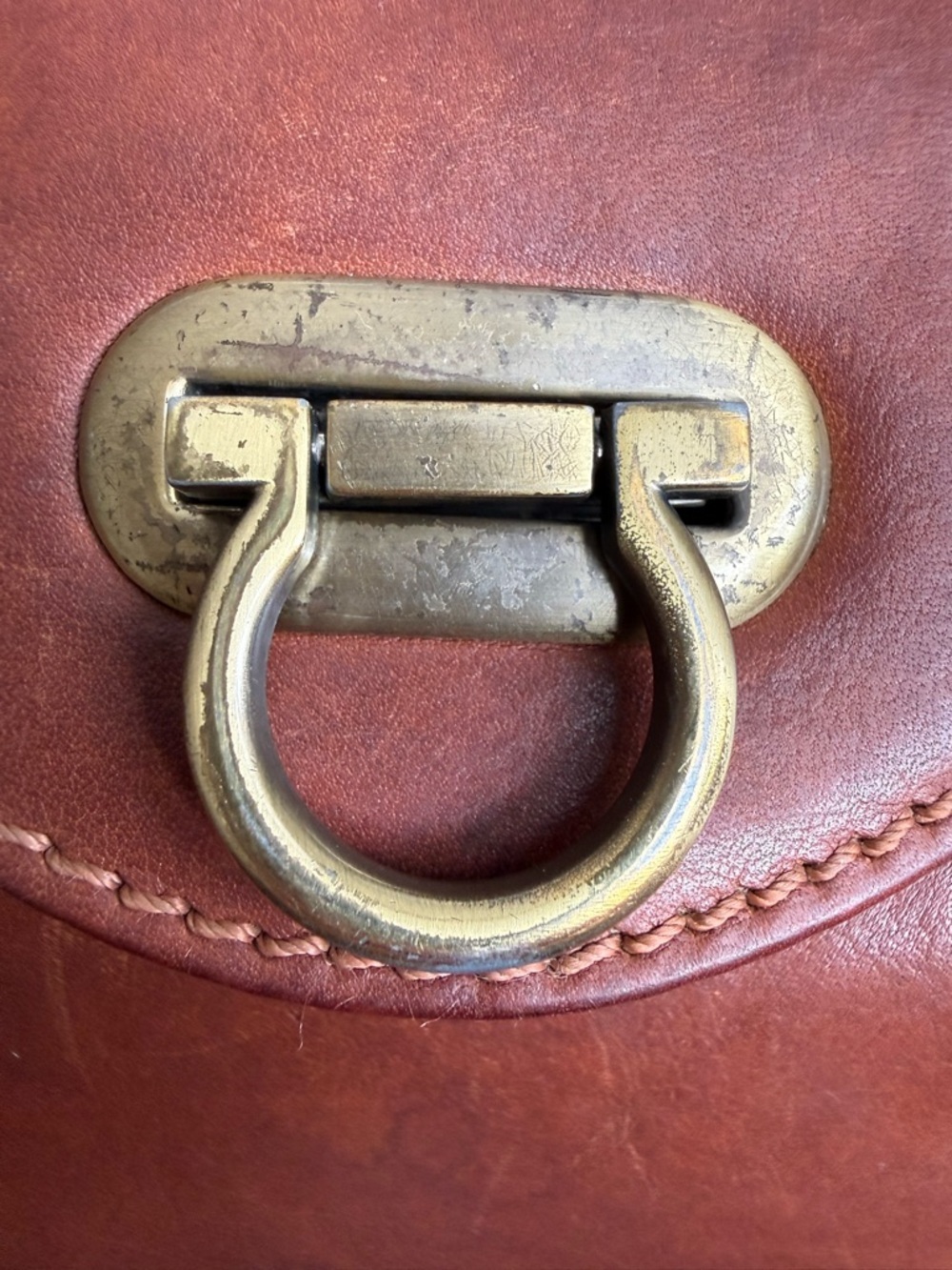 Vintage Italian Leather Satchel Bag Toscanino Brown Brass Hardware - Picture 7 of 15